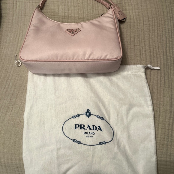 Prada 2005 Re-edition Re-Nylon Mini Bag.- Alabaster/Pale Pink - Picture 4 of 4
